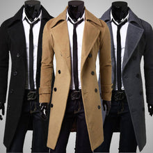 Load image into Gallery viewer, New Spring Autumn Winter Men's Trench Coat Warm Thicken Jacket Woolen Peacoat Long Overcoat Tops Mens Windbreaker Jackets